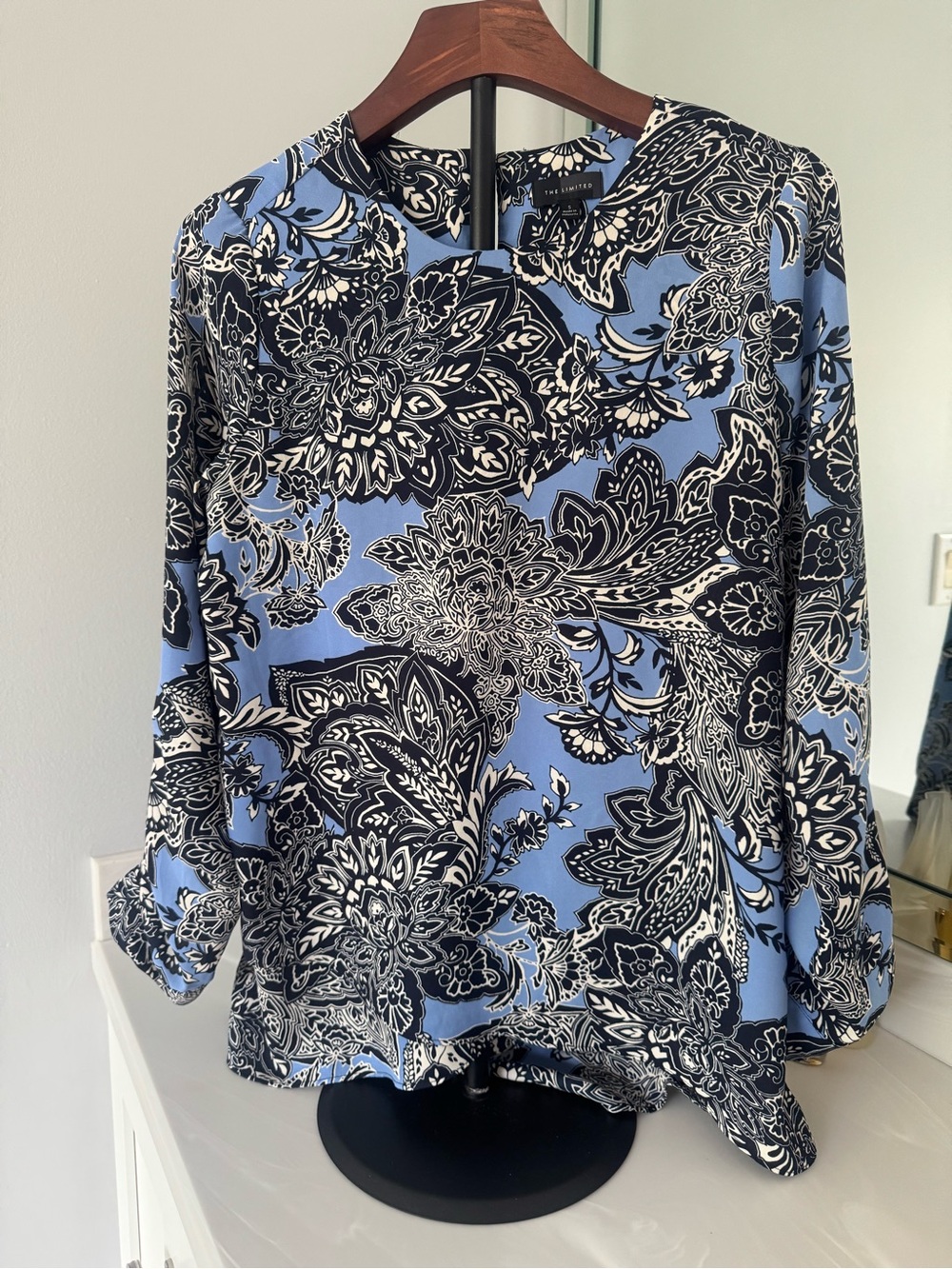 The Limited Blue and Black Paisley Print Blouse